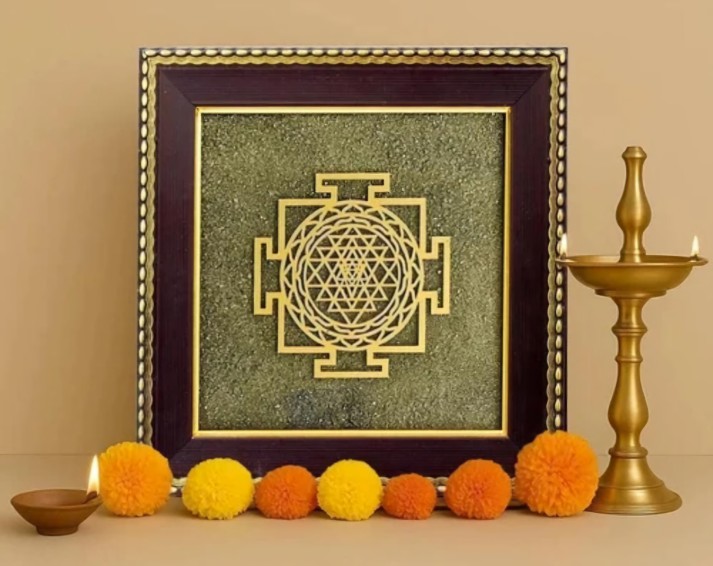Shree Yantra On Pyrite Frame